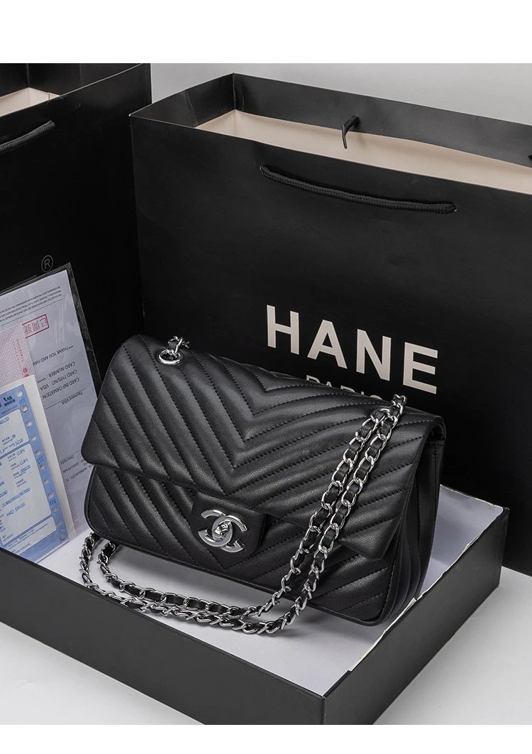 Chanel Classic Flap Bag Yellow Chevron Quilted Chain Shoulder Bag - 20