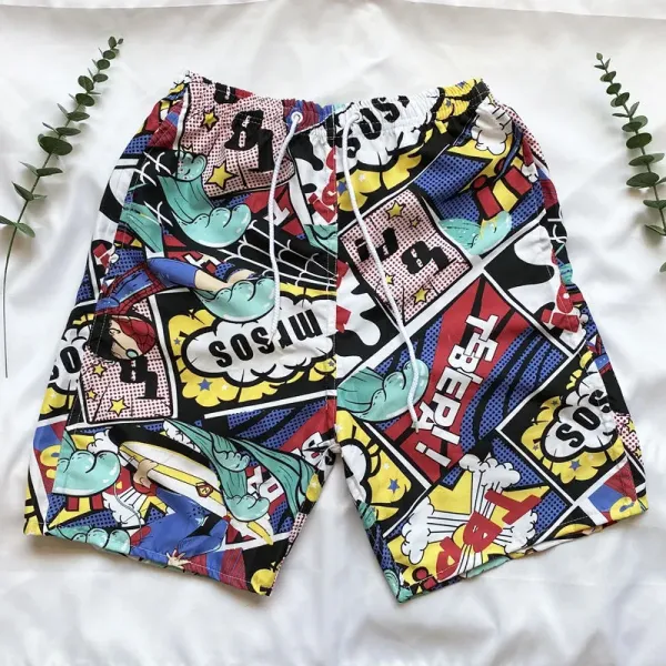 Design Shark Print Swim Trunks Green Shorts Swimwear - 7