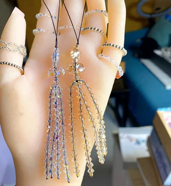 Design Crystal Tassel Phone Charm Multicolor Accessories Jewelry - 9
