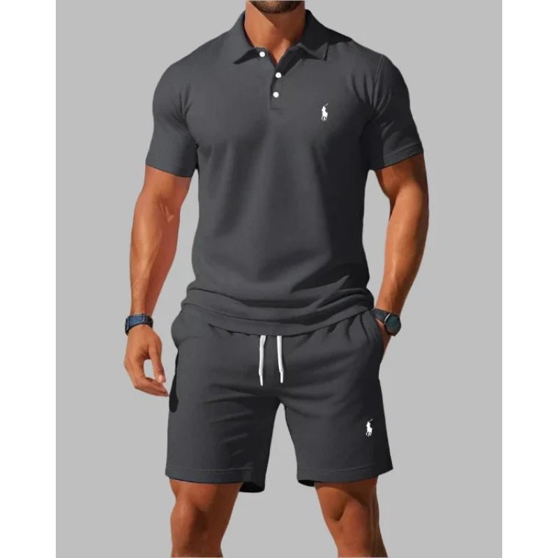 Polo Ralph Lauren Classic Fit Polo Shirt and Shorts Set Charcoal Gray Casual Set