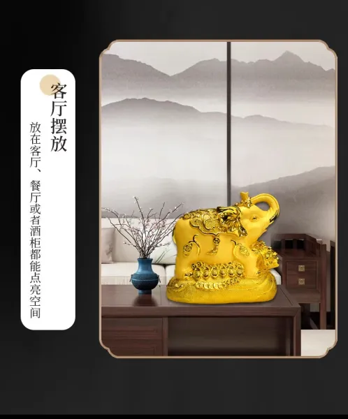 Design Golden Elephant Lucky Money Box Decorative Storage Accessories - 8