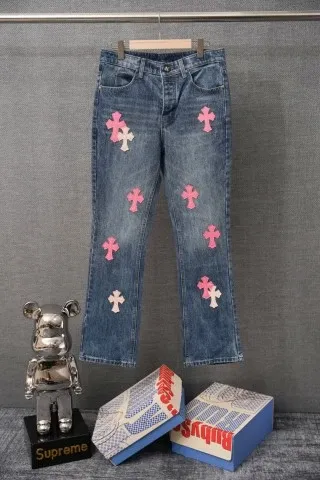 Chrome Hearts x Denim Tears Cross-Embroidered Flare Jeans Blue - 1