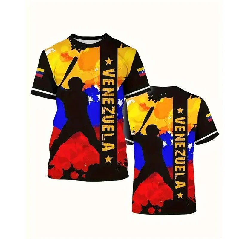 Venezuela Baseball Silhouette Graphic T-Shirt Multicolor
