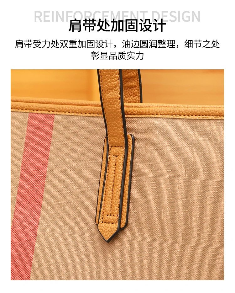 Burberry Check Tote Bag and Pouch Set Beige Multicolor Handbags - 8