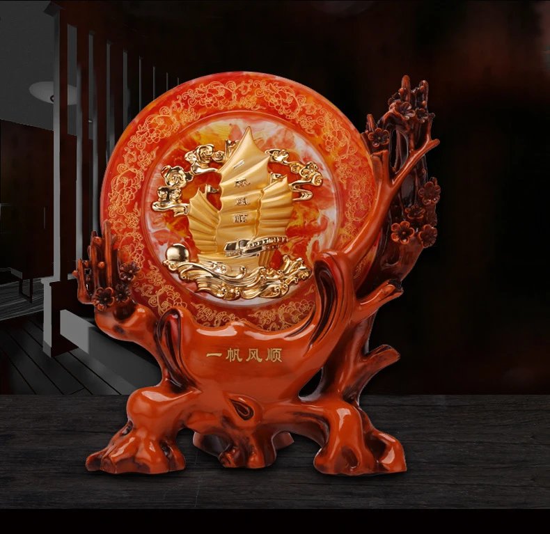 Design Chinese Fortune Plaque Green and Gold Home Decor Accessories - 10