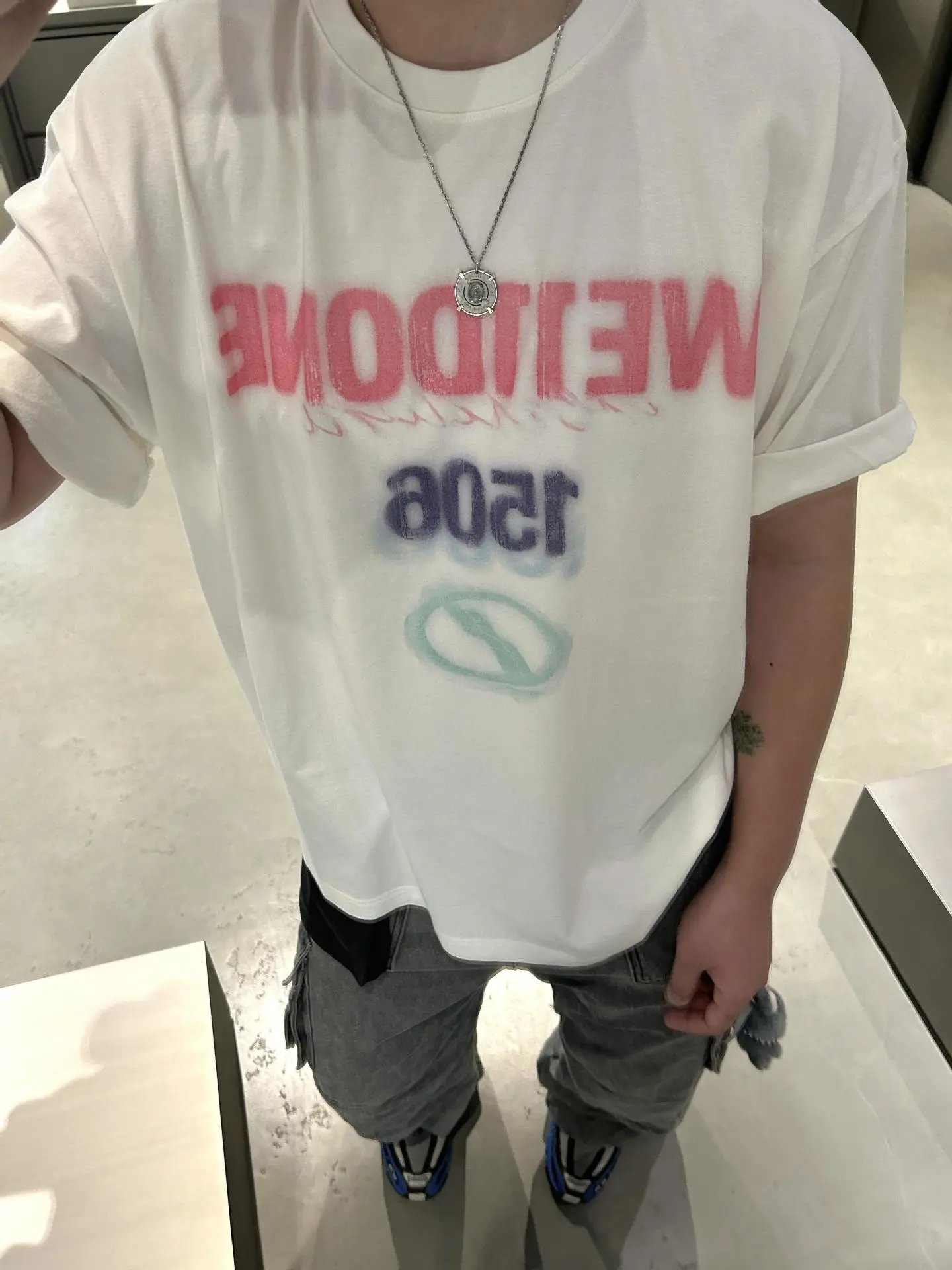 Design WE11DONE Graphic Print Oversized T-Shirt White T-Shirts - 23