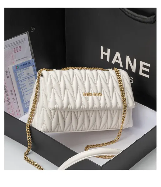 Miu Miu Matelassé Chain Shoulder Bag White - 21