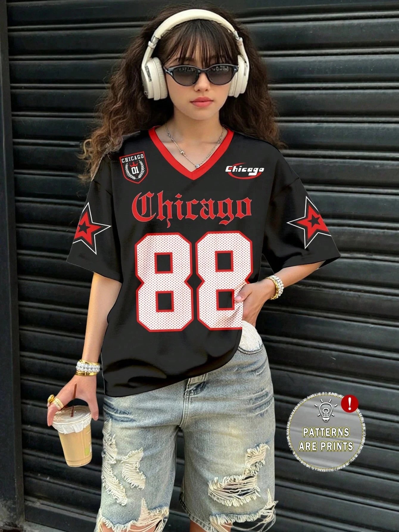 Design Chicago 88 Jersey Black Red White T-Shirt T-Shirts - 16