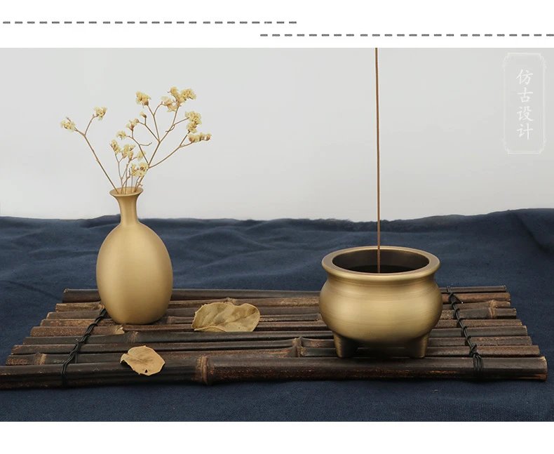 Design Brass Tripod Incense Burner Gold Accessory Accessories - 6
