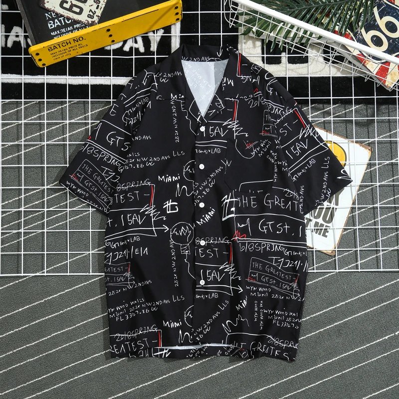 Design Purple Tiger Print Short-Sleeve Button-Up Shirt - 17