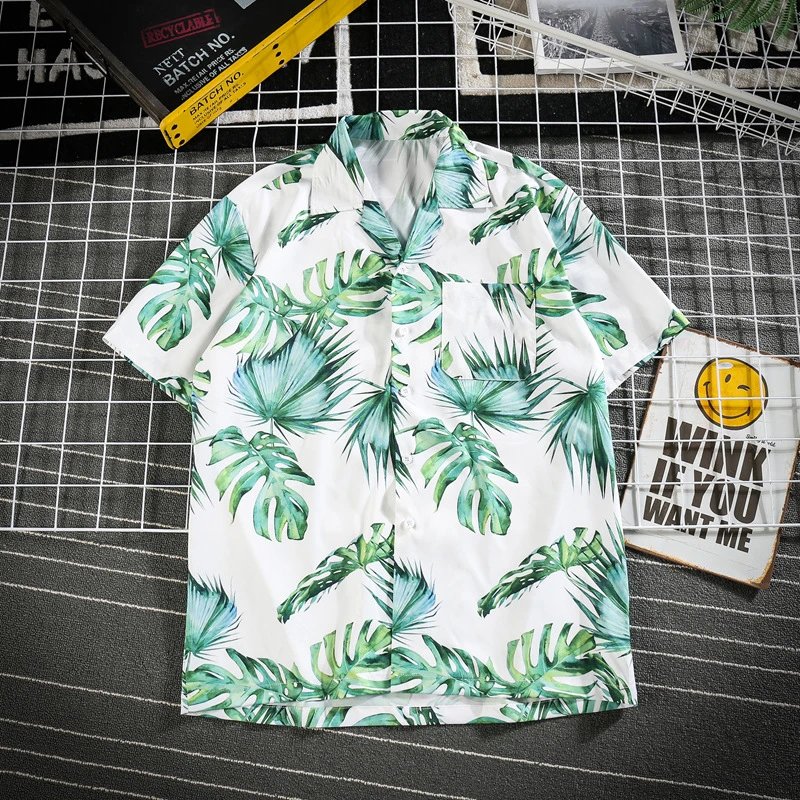 Design Purple Tiger Print Short-Sleeve Button-Up Shirt - 25
