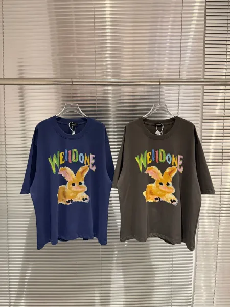 Design WEIDONE Rabbit Graphic Oversized T-Shirt Charcoal Gray T-Shirts - 26