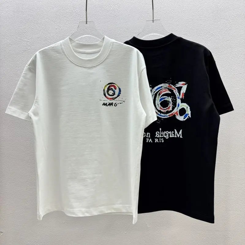 MM6 Maison Margiela Painted Logo T-Shirt White and Black