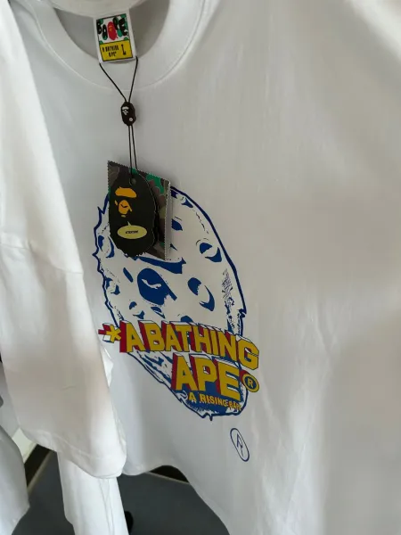 A Bathing Ape BAPE Logo Graphic White T-Shirt - 12