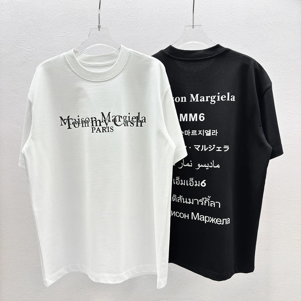 MM6 Maison Margiela Multilingual Logo Print T-Shirt White and Black