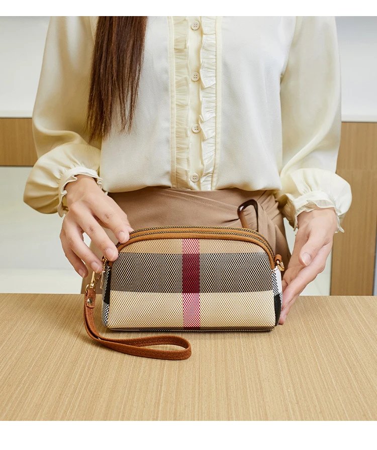Burberry Check Wristlet Clutch Beige Multicolor Clutches - 4