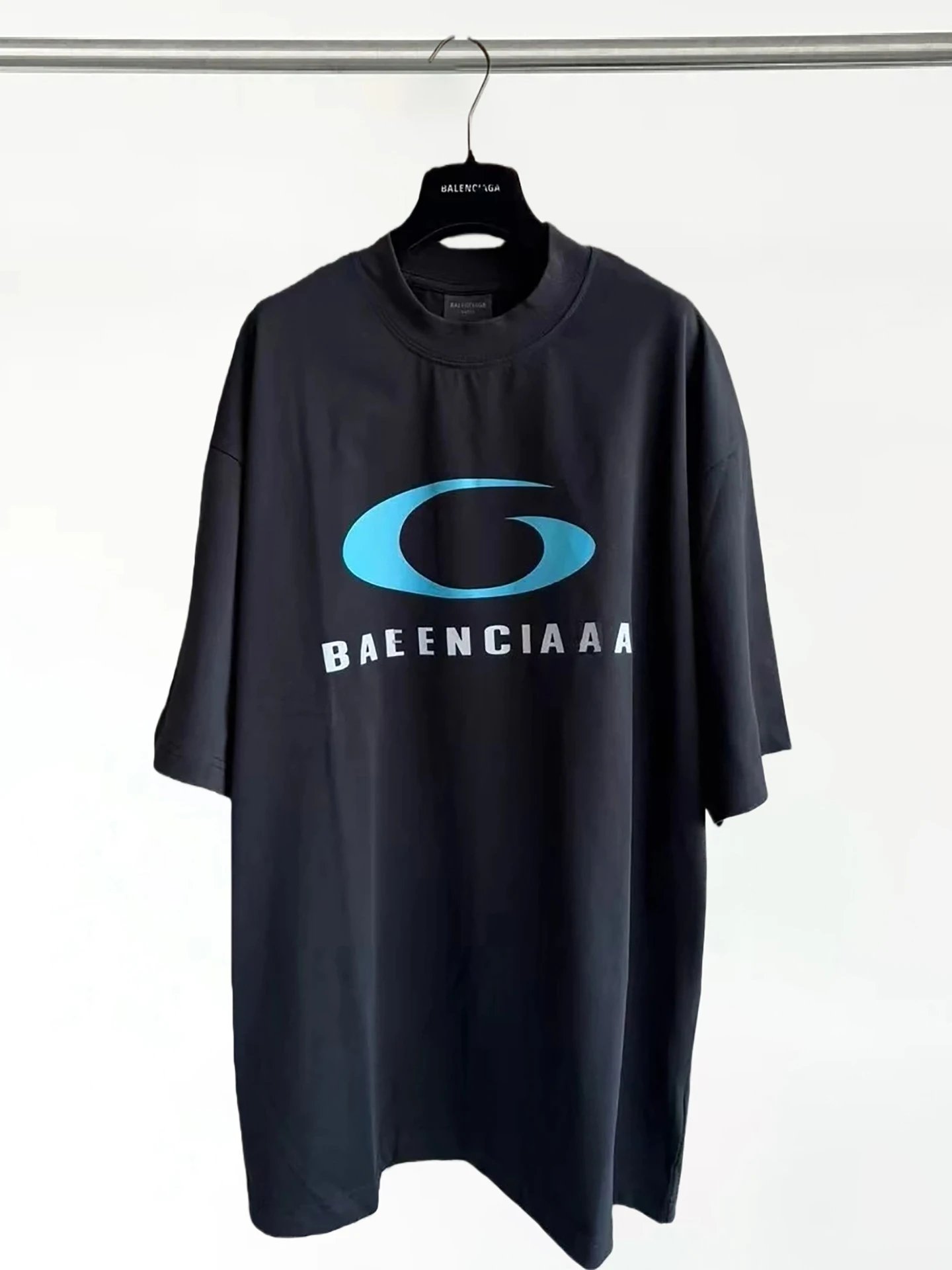 Balenciaga Logo Print Oversized T-Shirt Gray - 6