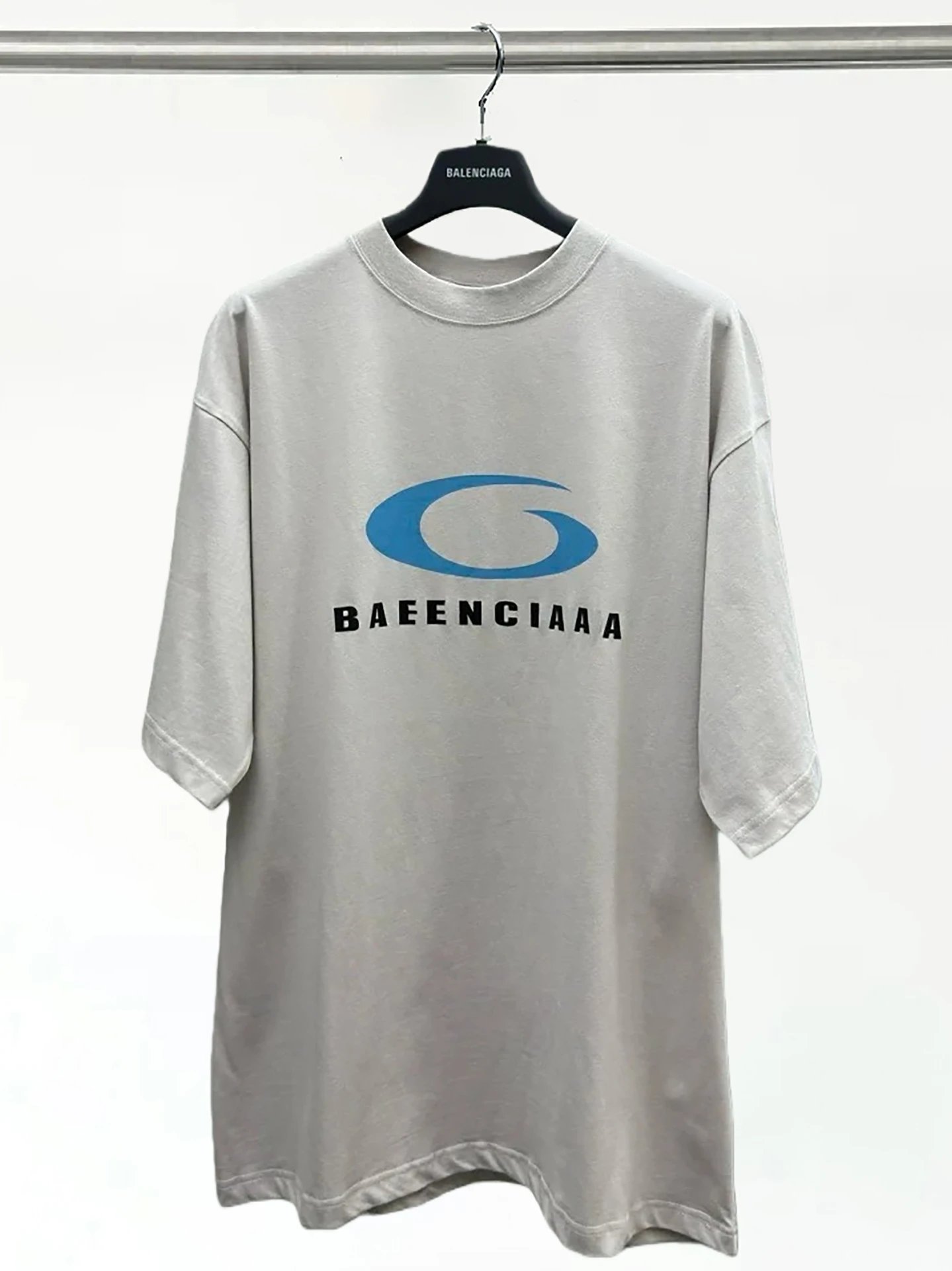 Balenciaga Logo Print Oversized T-Shirt Gray - 8