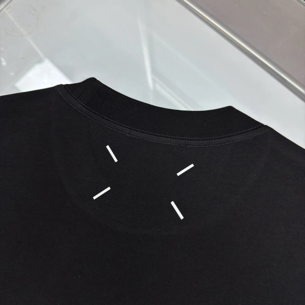 Maison Margiela Logo Embroidered T-Shirt White and Black - 14