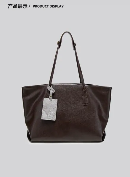 Design Tote Bag Black Leather-Effect Handbag - 13