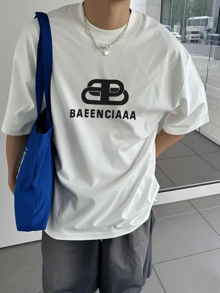 Balenciaga Baeenciaaa Logo Print White T-Shirt - 8