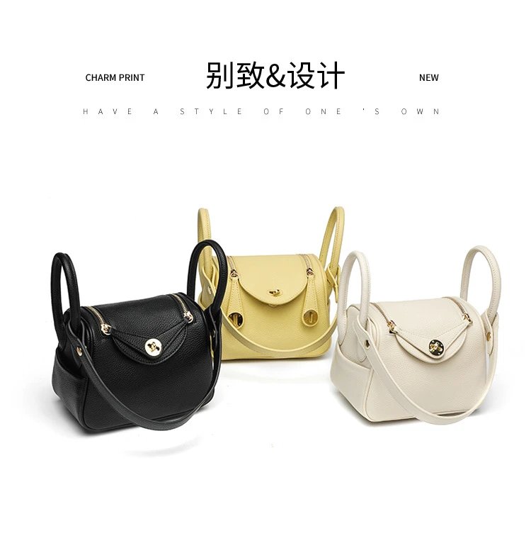Design Mini Underarm Bag Pink Pebbled Leather Handbag Shoulder Bags - 6
