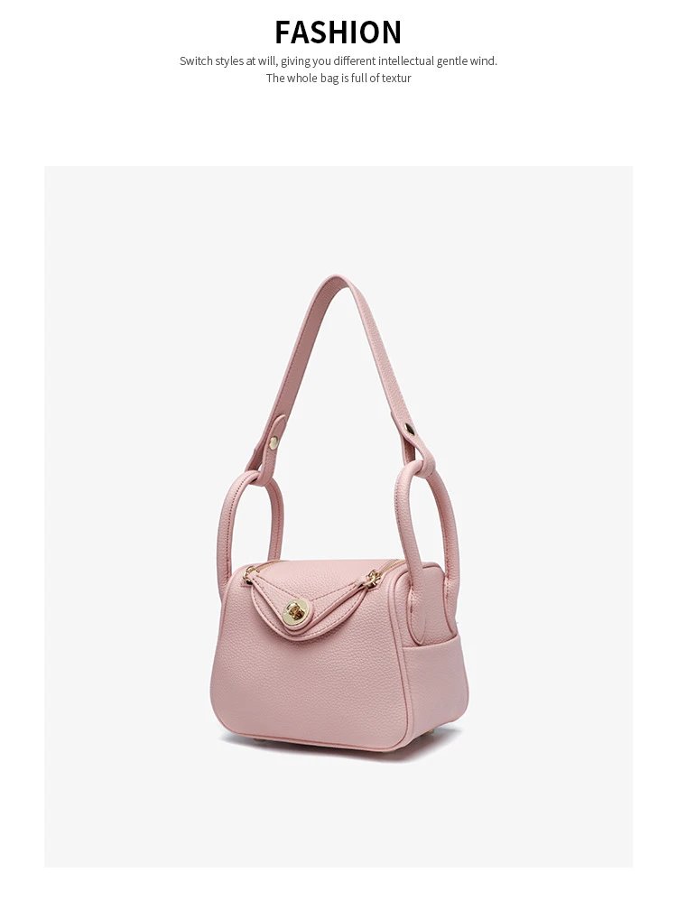 Design Mini Underarm Bag Pink Pebbled Leather Handbag Shoulder Bags - 28