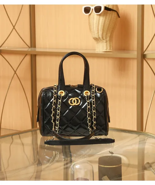 Chanel Quilted Boston Bag Burgundy Leather Handbag - 16