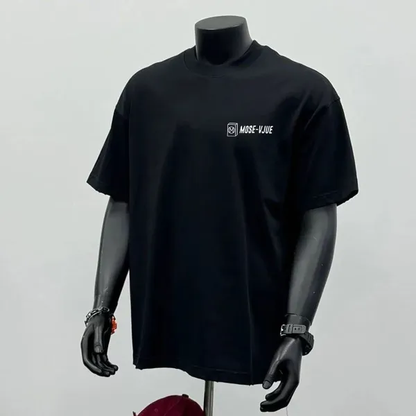 Design MOSE-VJUE-A425 Mahjong Tile Graphic Black T-Shirt T-Shirts - 8
