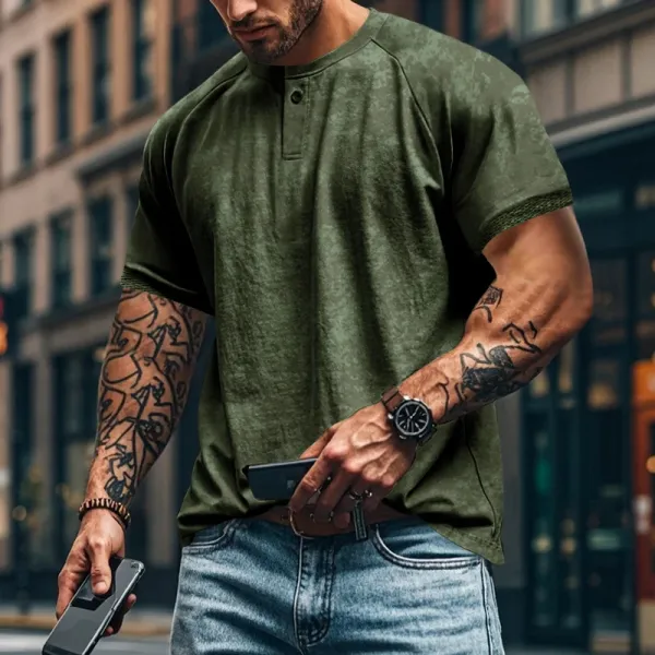 Design Henley T-Shirt Army Green T-Shirt - 17