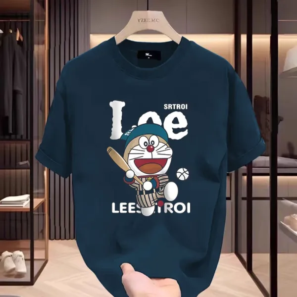 Design Doraemon x Lee Baseball Graphic T-Shirt White T-Shirts - 11
