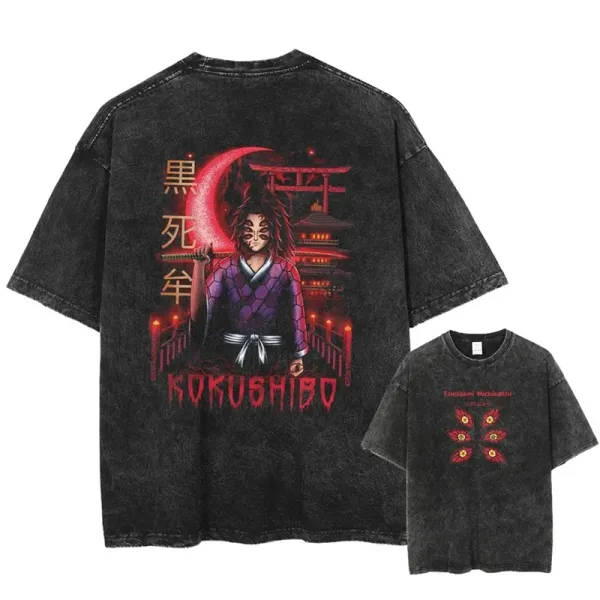 Design Kokushibo Graphic Acid Wash T-Shirt - 1