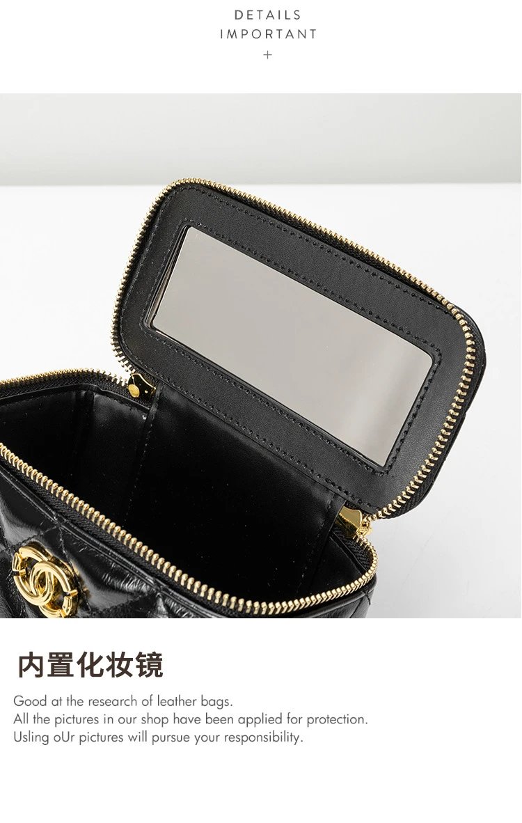 Chanel Mini Vanity Bag Black Quilted Leather Chain Bag Shoulder Bags - 19