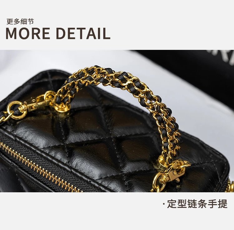 Chanel Mini Vanity Bag Black Quilted Leather Chain Bag Shoulder Bags - 27