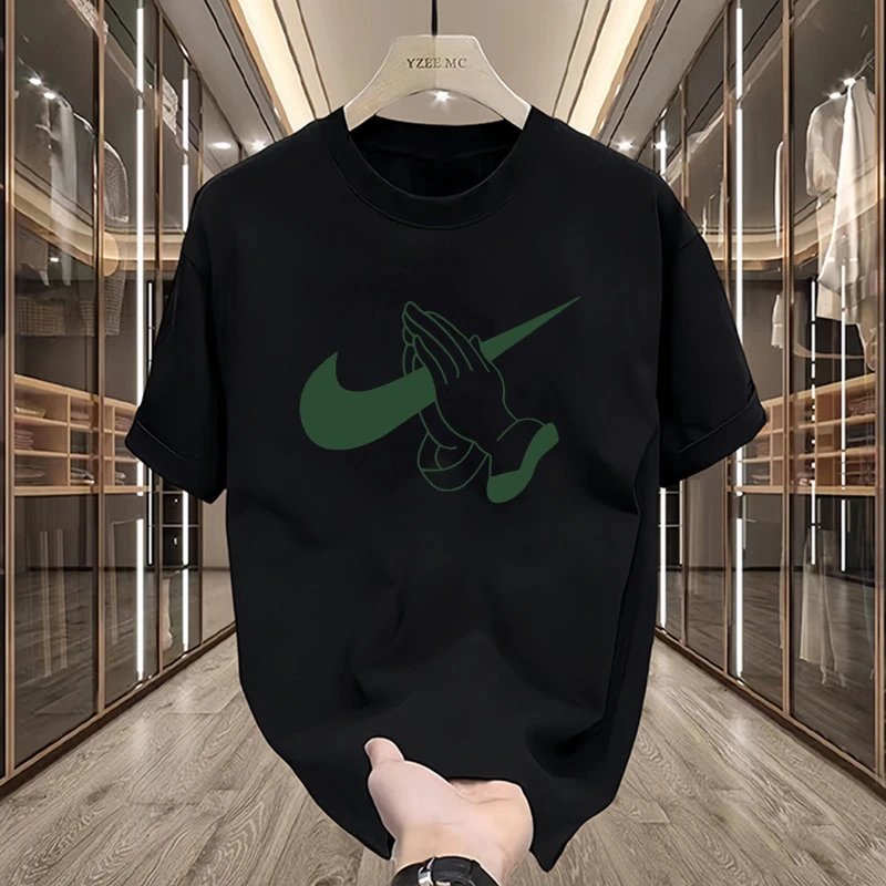 Design Praying Hands Swoosh Black T-Shirt - 8