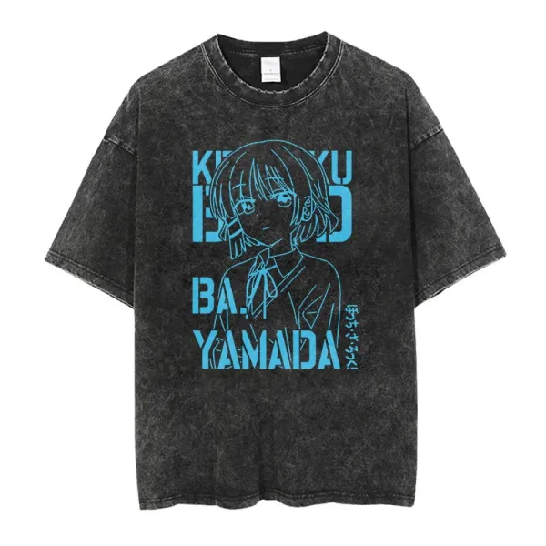 Design Kyouko Yamada Anime Graphic Acid Wash T-Shirt - 1