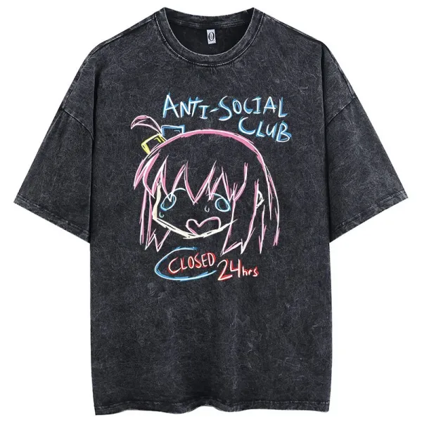 Anti Social Social Club Closed 24hrs Graphic Washed Black T-Shirt - 1