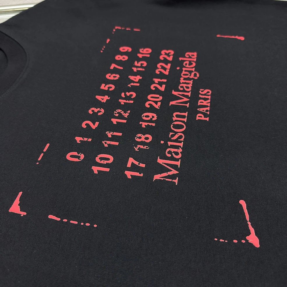 Maison Margiela Logo Embroidered T-Shirt White and Black - 49