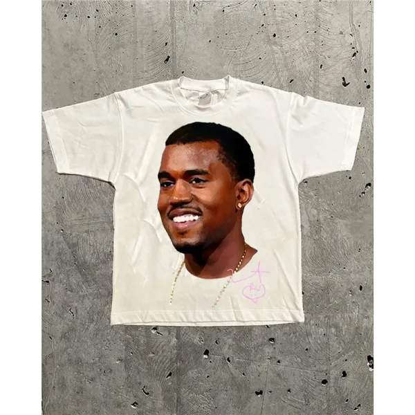 Design Kanye West Portrait Graphic T-Shirt White - 1
