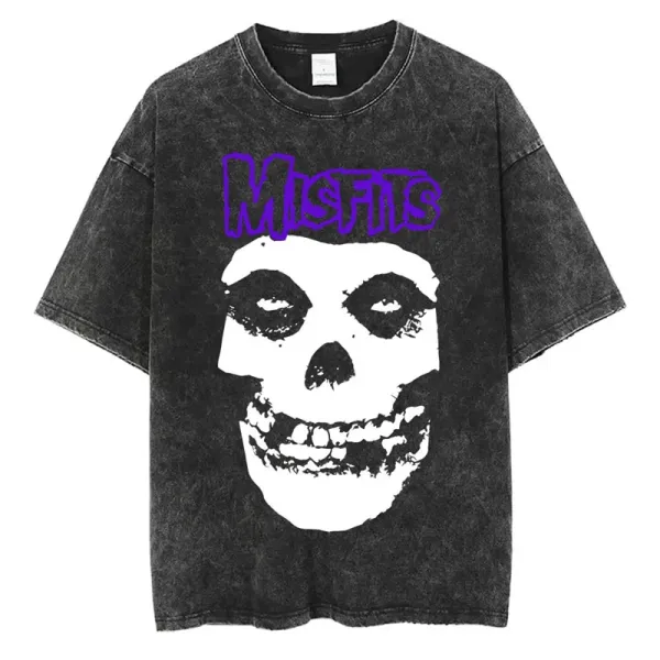 Design Misfits Fiend Skull Acid Wash T-Shirt T-Shirts - 1