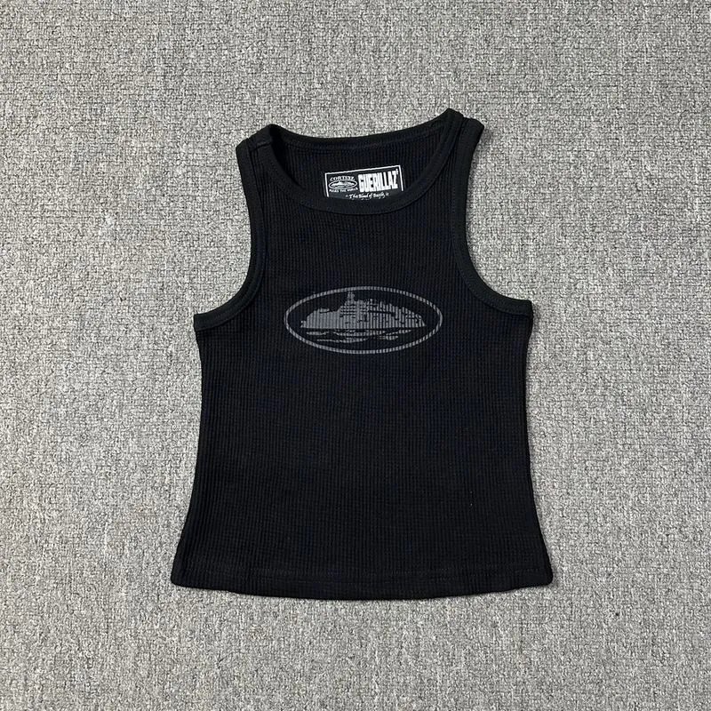 Design Overkill Five Stars Ribbed Tank Top Gray Vest Top - 6