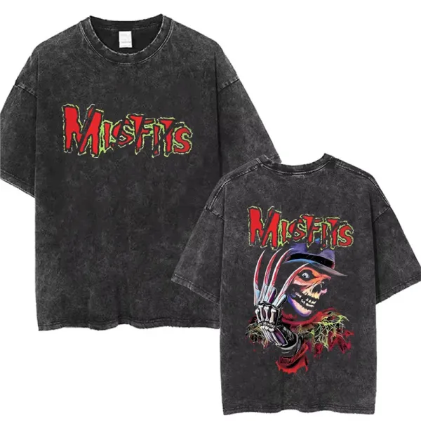 Design Misfits Band Logo Acid Wash T-Shirt Black T-Shirts - 1