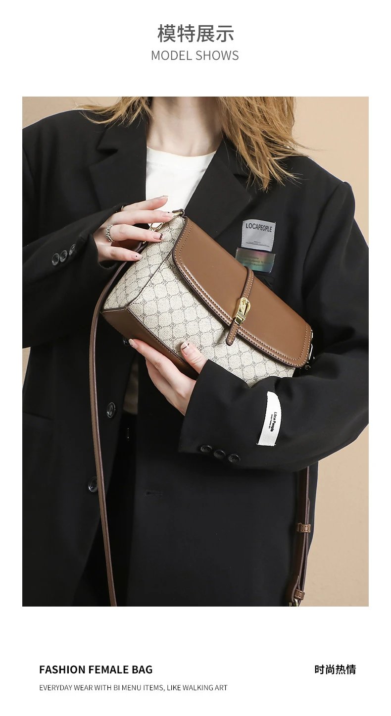 Design Luyis & Monlisa Crossbody Bag Beige Monogram Print Shoulder Bag Crossbody Bags - 11