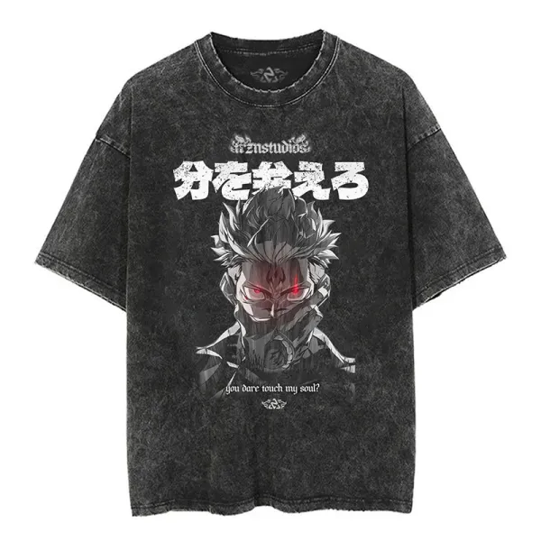 Design Enz Studios 'Wakarete Iru' Graphic Washed Black T-Shirt T-Shirts - 1