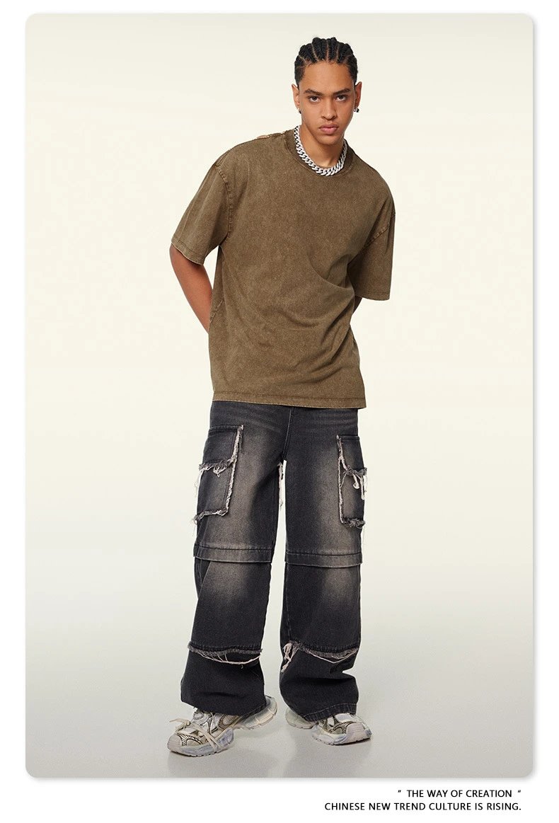 Design Beingmove Washed Beige Oversized T-Shirt T-Shirts - 27
