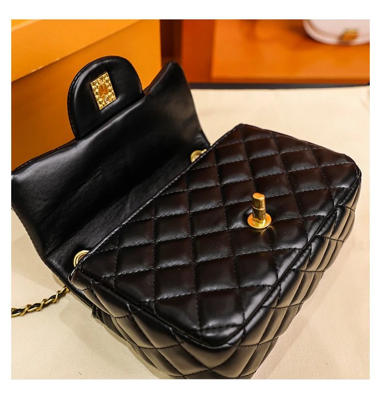 Chanel Mini Flap Bag Black Quilted Leather Chain Shoulder Bag - 21