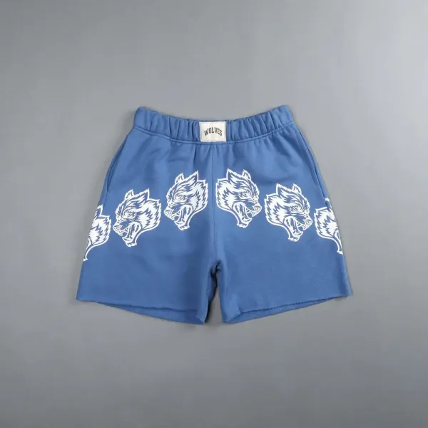 Wolves Club Wolf Head Print Black Shorts - 9