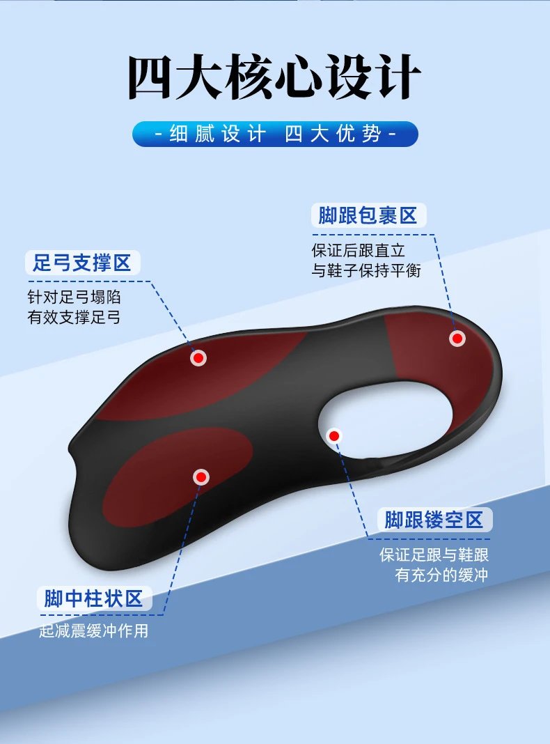 Design Arch Support Insoles Black Foot Orthotics Shoes - 3