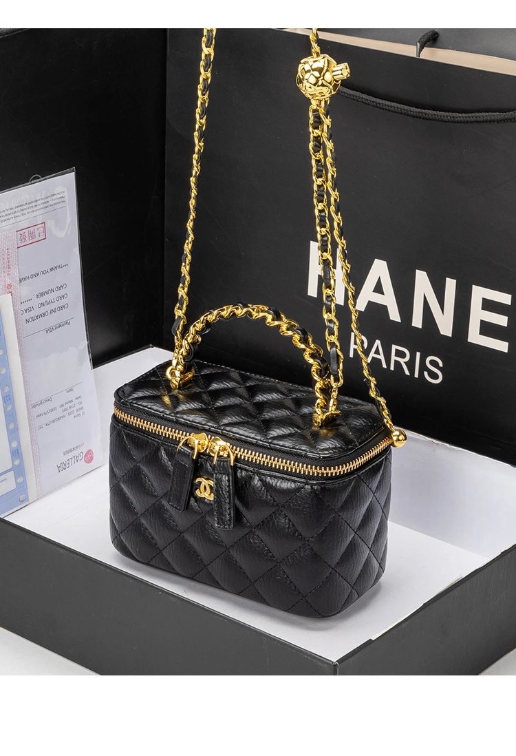 Chanel Mini Coco Handle Black Quilted Leather Chain Bag Handbags - 19