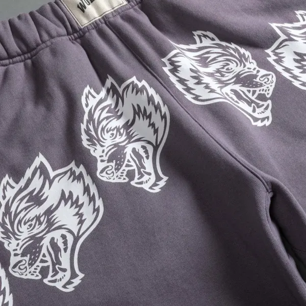 Wolves Club Wolf Head Print Black Shorts - 21